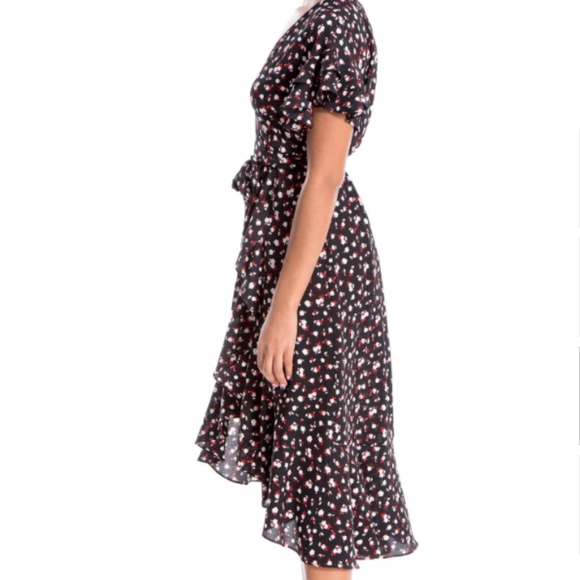 Max Studio - Ruffle Crepe Hi-Lo Wrap Dress - XS - Picture 2 of 7